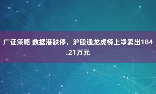 广证策略 数据港跌停，沪股通龙虎榜上净卖出184.21万元