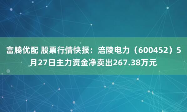 富腾优配 股票行情快报：涪陵电力（600452）5月27日主力资金净卖出267.38万元